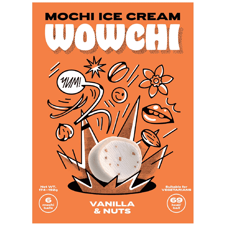 Wowchi-Mochi Ice Cream Vanilla & Nuts 6τεμ 192gr