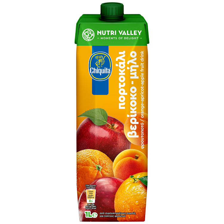 Nutri Valley Chiquita Φρουτοποτό Μήλο-Πορτοκάλι-Βερίκοκο 1lt
