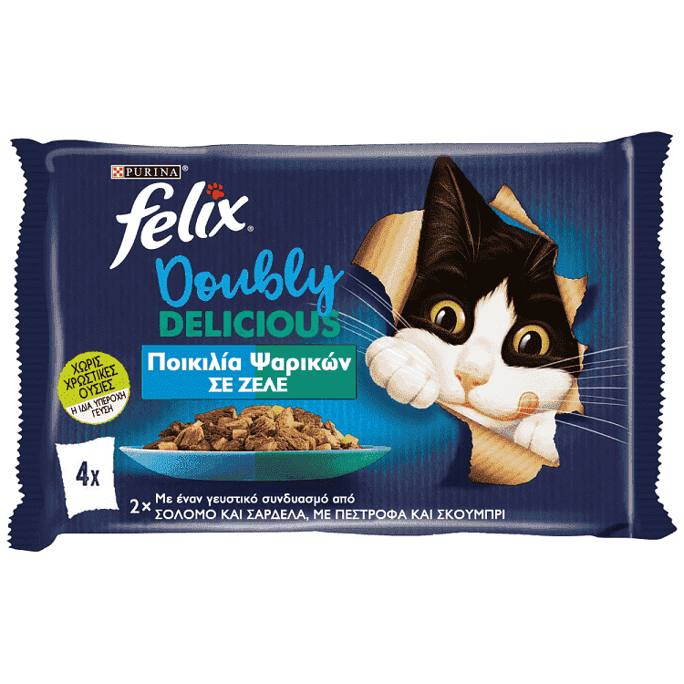 Felix Agail Υγρή Τροφή Γάτας Ποικιλία Ψαρικών σε Ζελέ 4x85gr