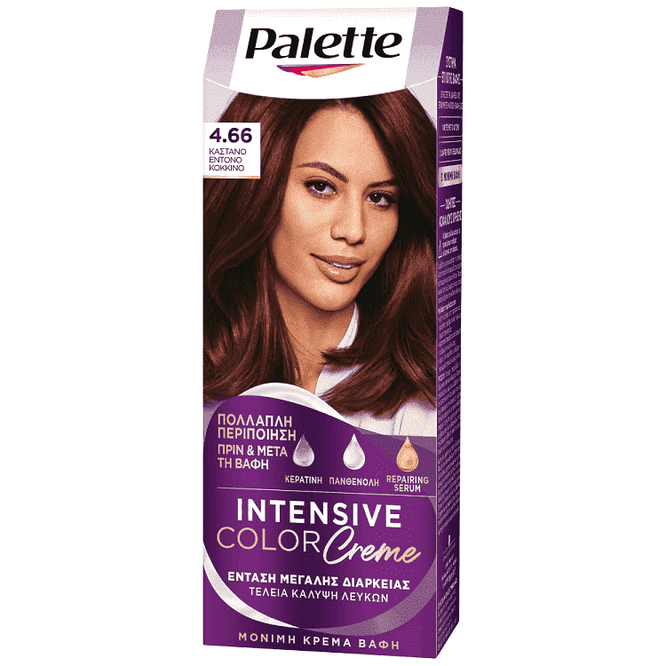 Palette Κρέμα Βαφή Μαλλιών Ν4.66 Καστανό Έντονο Κόκκινο
