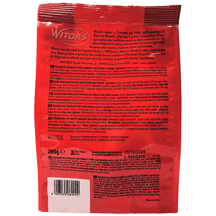 Witor's Boero Σοκολατάκια Υγείας Με Κεράσι 200gr