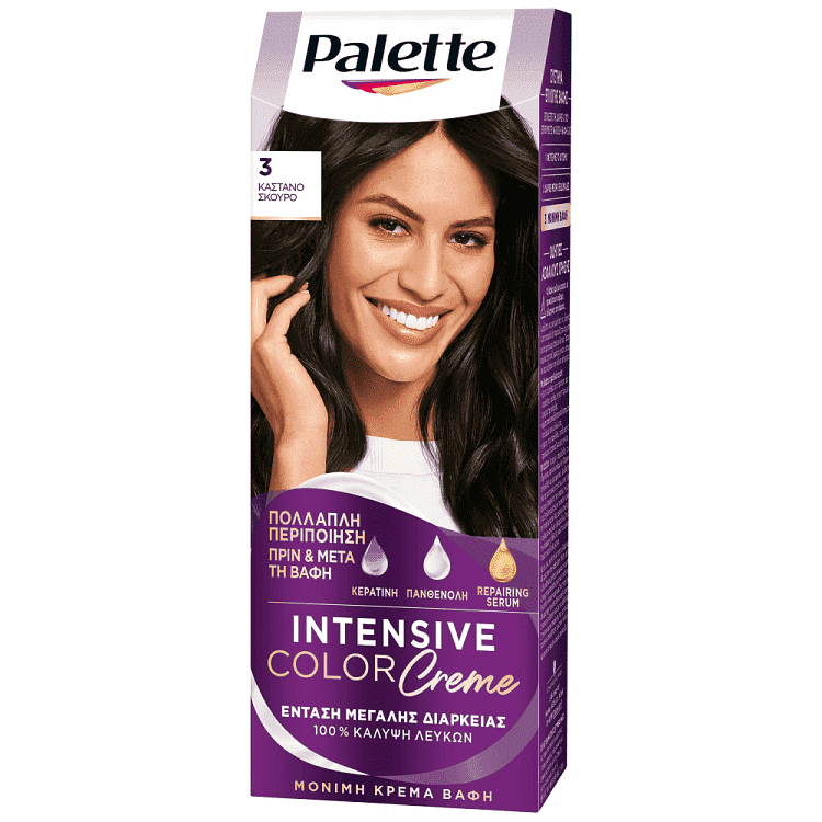 Palette Κρέμα Βαφή Μαλλιών Ν3 Καστανό Σκούρο