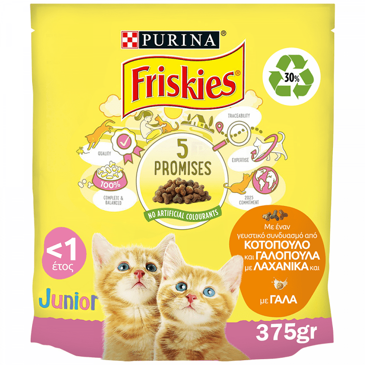 Friskies Ξηρή Τροφή Junior Για Γάτες Κοτόπουλο Γάλα & Λαχανικά 375gr