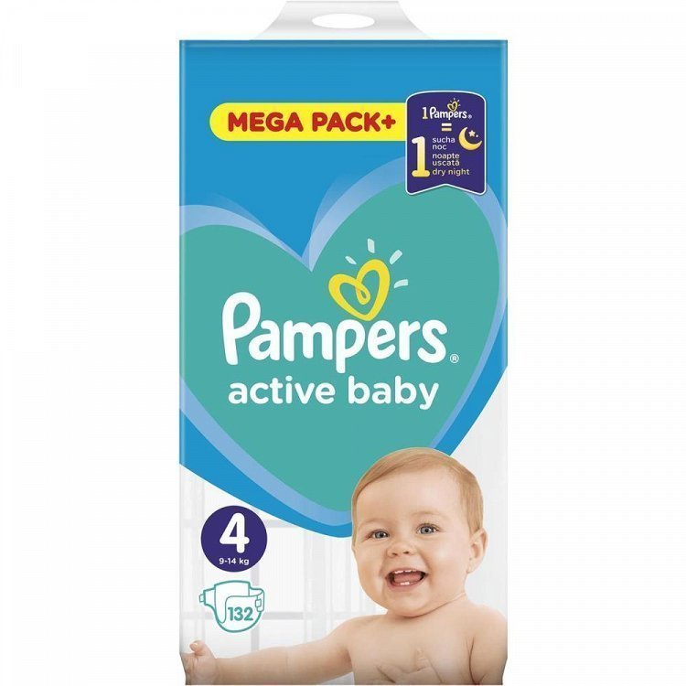 Pampers Πάνες Active Baby Mega Box (132τεμ) Νο4 (9-14kg)