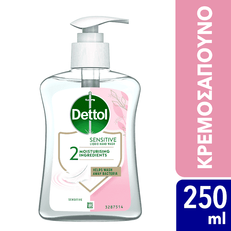 Dettol Αντιβακτηριδιακό Υγρό Κρεμοσάπουνο Με Αντλία Sensitive 250ml