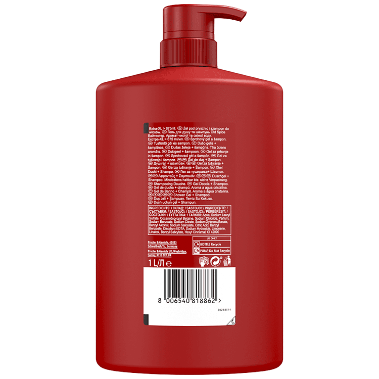 Old Spice Whitewater 3in1 Αφρόλουτρο Gel 1000ml