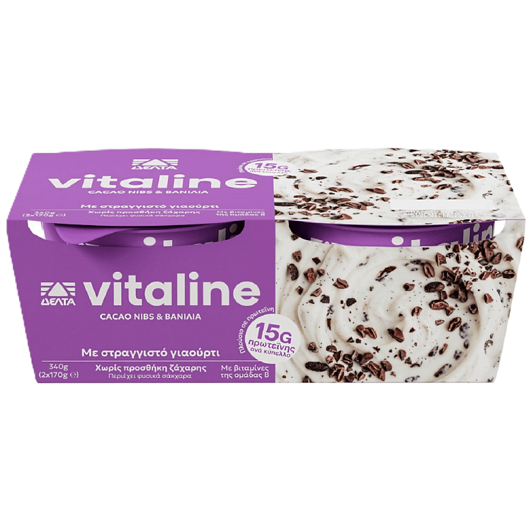 Vitaline Επιδόρπιο Γιαουρτιού με Cacao Nibs-Βανίλια 170gr (2τεμ)