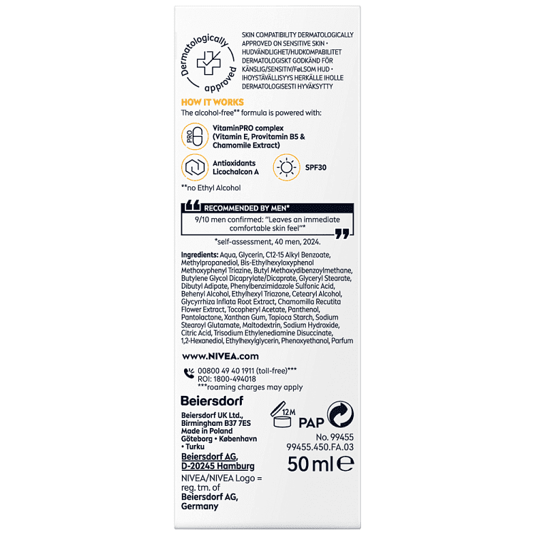 Nivea Men Sensitive Daily Protect Κρέμα Προσώπου 50ml