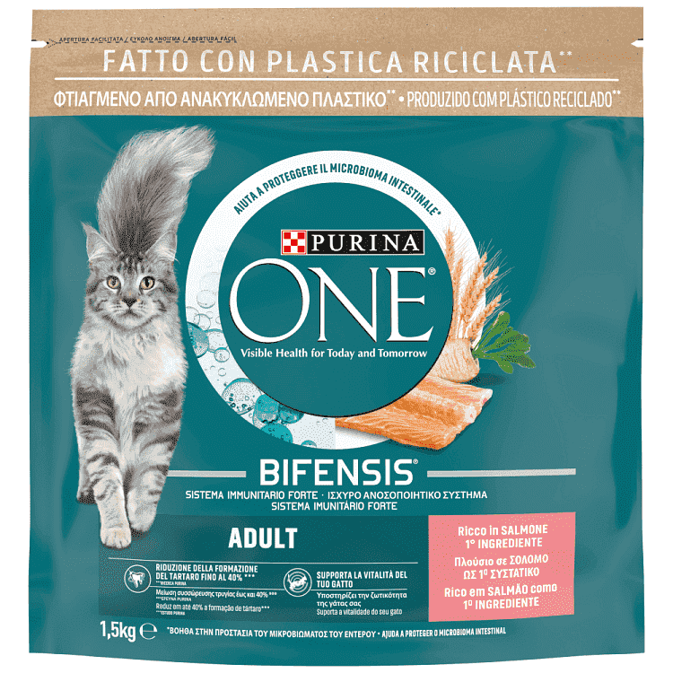 Purina One Adult Σολομός & Δημητριακά Ολικής Άλεσης 1,5Kg