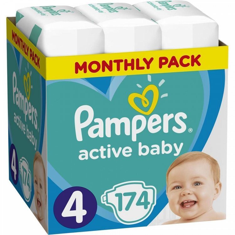 Pampers Πάνες Active Baby Monthly Pack (174τεμ) Νο4 (9-14kg)