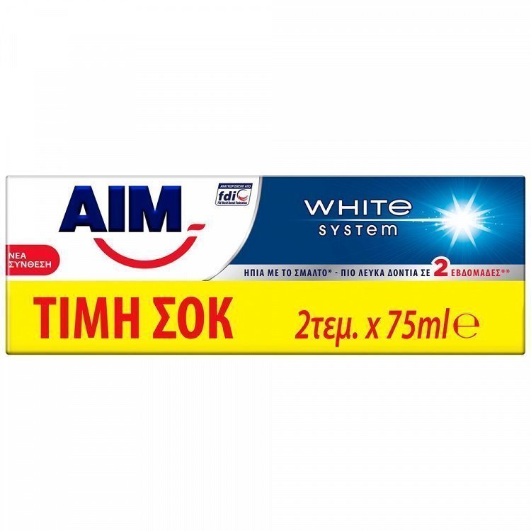 Aim Οδοντόκρεμα White System 2x75ml