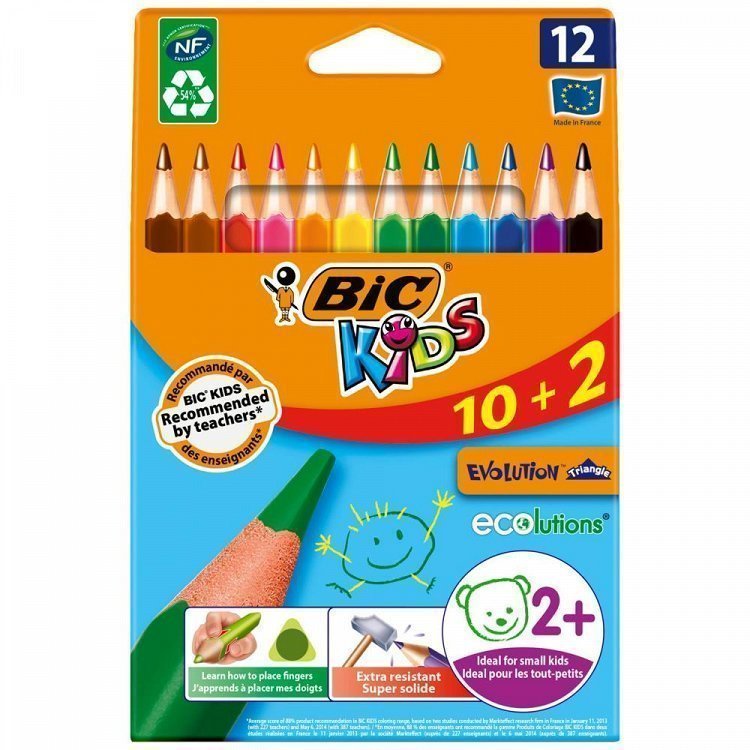 BIC Kids Evolution Triangle Ξυλομπογιές 10+2 Δώρο