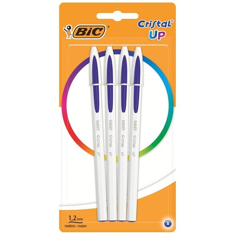 BIC Cristal Up Στυλό Διαρκειας Μεσαία Μύτη (1.2 mm) - Μπλε, 4τεμάχια