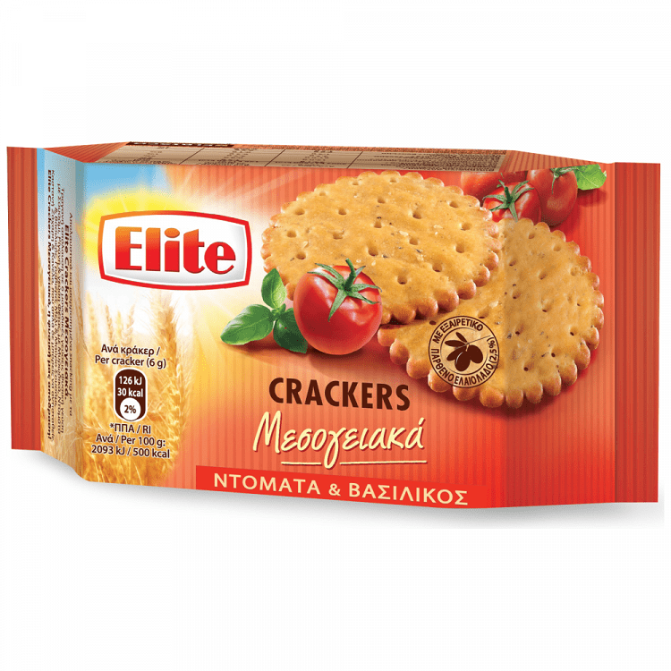 Elite Crackers Μεσογειακά Ντομάτα & Βασιλικός 105gr