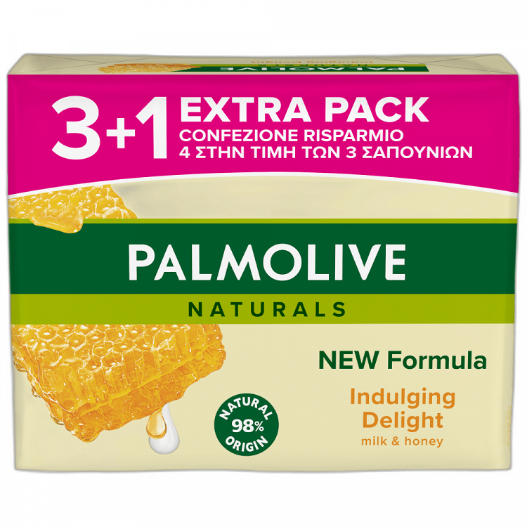 Palmolive Σαπούνι Naturals Milk & Honey 90gr 3+1 Δώρο
