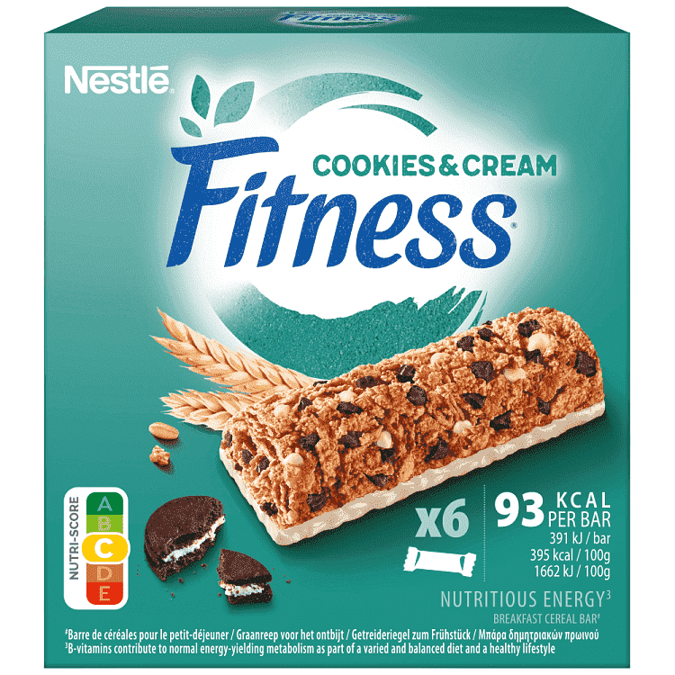 Nestle Fitness Μπάρες Δημητριακών Cookies & Cream 6x23,5gr