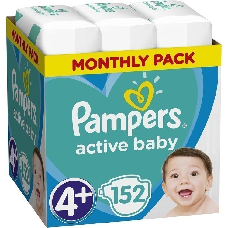 Pampers Πάνες Active Baby Monthly Pack (152τεμ) Νο4+