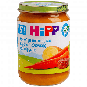 Hipp Bio Βρεφικό Γεύμα Μοσχάρι Με Πατάτες Και Καρότα 190gr