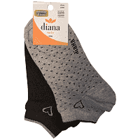 Diana Κάλτσες Γυναικείες Με Καρδούλες Γκρι Mαύρο 2τεμ