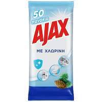 Ajax Υγρά Πανάκια Καθαρισμού Με Χλωρίνη 50 Τεμάχια