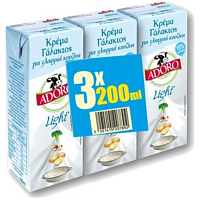 Adoro Κρέμα Γάλακτος Light 15% 200ml 3τεμ