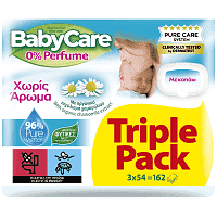 Babycare Χωρίς Άρωμα Μωρομάντηλα Triple Pack 3x54τεμ