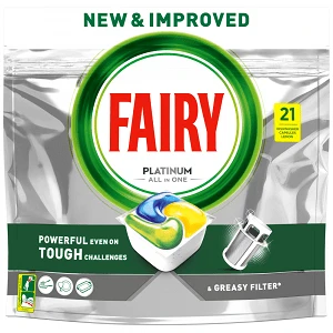 Fairy Platinum Caps Πλυντηρίου Πιάτων Λεμόνι 21Τεμάχια