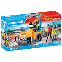Playmobil Action Heroes Οδοστρωτήρας Και Εργάτες
