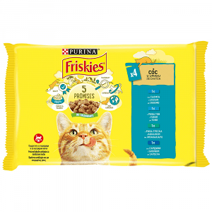 Friskies Υγρή Τροφή Γάτας Θαλασσινά Σε Σάλτσα 4x85gr