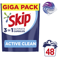 Skip Απορρυπαντικό Πλυντηρίου Ρούχων Κάψουλες Active Clean 48μεζ 1,013kg