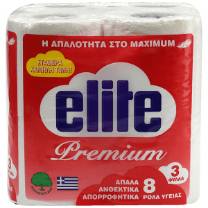 Elite Premium Χαρτί Υγείας 3φύλλων 8άρι 0,600kg