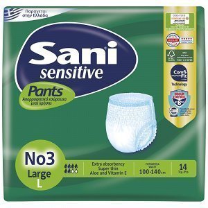 Sani Pants Sensitive Ελαστικό Εσώρουχο Ακράτειας No 3 Large 14τεμ.