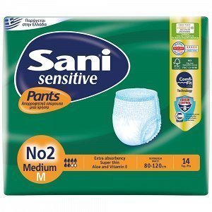 Sani Pants Sensitive Ελαστικό Εσώρουχο Ακράτειας No 2 Medium 14τεμ
