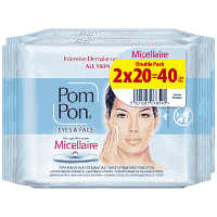 Pom Pon Υγρά Μαντηλάκια Ντεμακιγιάζ Micellaire Και Νεσεσερ 2x20τεμ