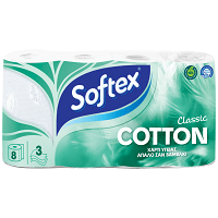 Softex Classic Cotton Χαρτί Υγείας 3 Φύλλων 8αρι 0,624kg