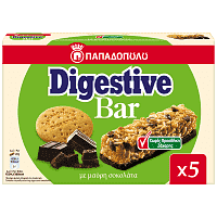 Παπαδοπούλου Digestive Bars Σοκολάτα Χωρίς Ζάχαρη 5x28gr