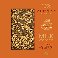 Athenian Σοκολάτα Γάλακτος Με αλλατισμένη Καραμέλα & Αμύγδαλο 90gr