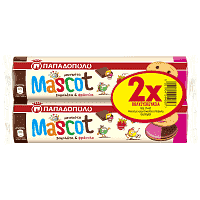 Παπαδοπούλου Mascot Μπισκότα Σοκολάτα Φράουλα 2x200gr