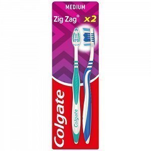 Colgate Zig Zag Medium Οδοντόβουρτσα 2τεμ Διπλή Συσκευασία Τιμή Σοκ