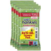 Wet Hankies Υγρά Μαντηλάκια Αντιβακτηριδιακά Lemon 4x15τεμ