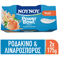 NOYNOY Power Bowl Ροδάκινο-Βρώμη & Λιναρόσπορο 1,5% 2x175gr