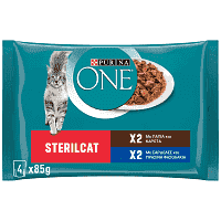 Purina One Steril Φακελάκια Υγρή Τροφή Γάτας Πάπια 4x85gr)