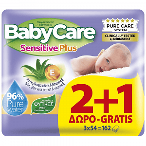 Babycare Sensitive Plus Μωρομάντηλα 54Τεμάχια 2+1 Δώρο