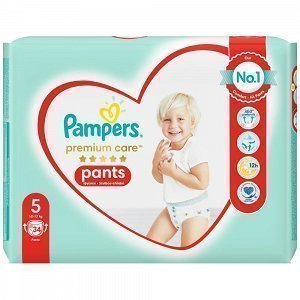 Pampers Πάνες Premium Care Pants Jumbo Pack (34τεμ) Νo5 (12-17kg)