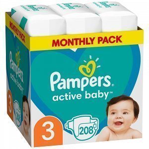 Pampers Πάνες Active Baby Monthly Pack (208τεμ) No3 (6-10kg)