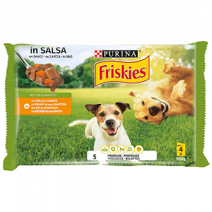 Friskies Τροφή Σκύλου Φακελάκι Κοτόπουλου & Καρότο (4x100gr)