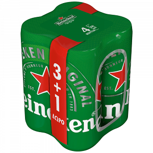 Heineken Μπύρα Κουτί 330ml (3+1 Δώρο)
