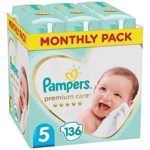 Pampers Πάνες Premium Care Monthly Pack (136τεμ) Νο5 (11-16kg)