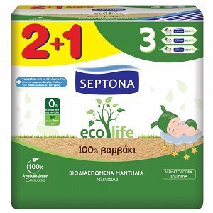 Septona Μωρομάντηλα Eco Life 60τεμ 2+1 Δώρο
