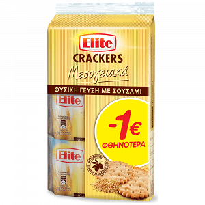 Elite Crackers Μεσογειακά Φυσική Γεύση Σουσάμι 3x105gr -€1,00